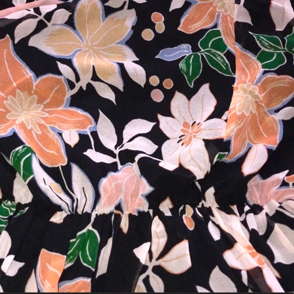 🆕 LOFT Black & Soft Pink Print Midi-Dress with Underlining. NWT - Picture 9 of 10